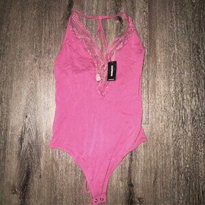 NWT Express Body Contour Tank Bodysuit Thong Style Lace Plum Purple Small NEW